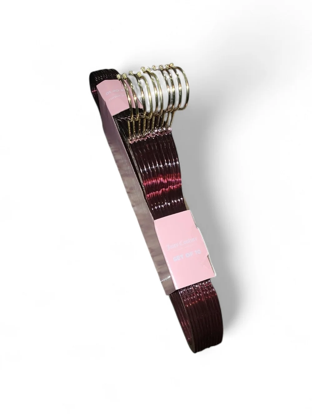Juicy Couture Pink Packaged Violet Acrylic Hangers with Gold Hook
